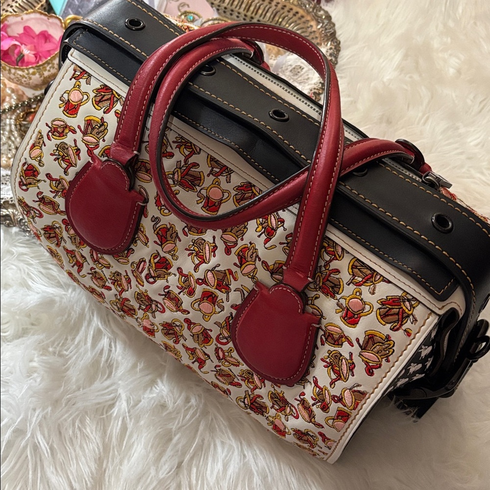 Rare Coach 1941 1/1 Runway Sample Leather Satchel Embroidery White Black Red Bag